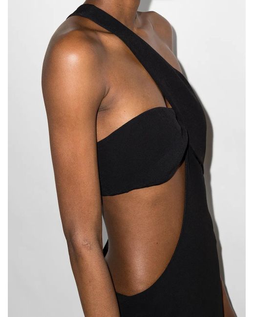 Monot Black One Shoulder Cutout Maxi Dress