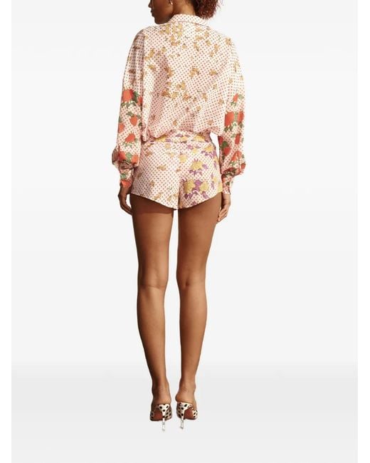 Donde Esteban Pink Floral-Print Cotton Shirt