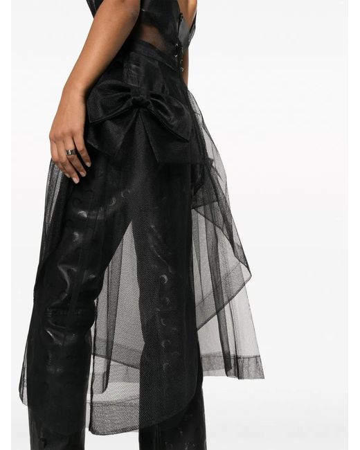 Maison Margiela Gray Bow-Appliqué Tulle Midi Dress