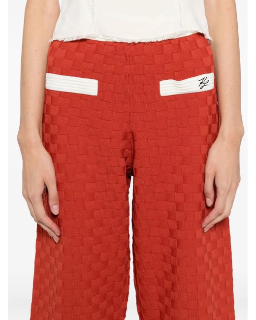 Pantaloni Con Inserti A Contrasto di Karl Lagerfeld in Red