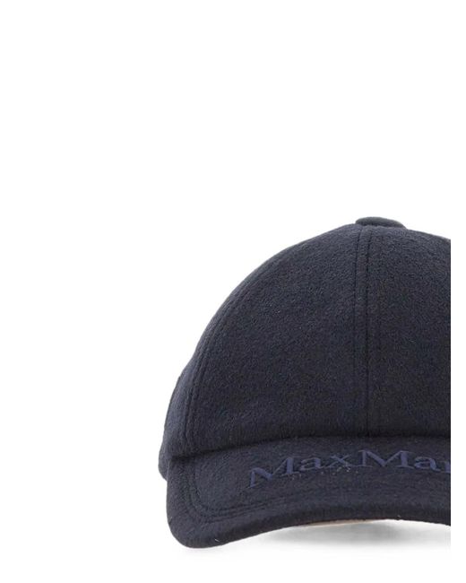 Max Mara Blue Lancia Logo-Embroidered Cashmere Baseball Cap