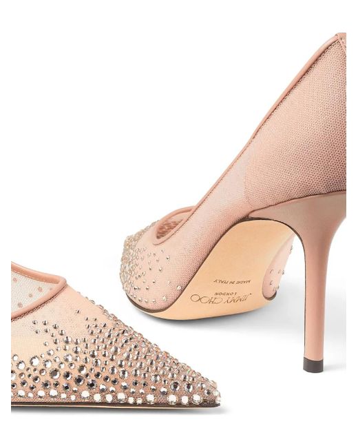 Jimmy Choo Pink Love 85Mm Crystal-Embellished Pumps