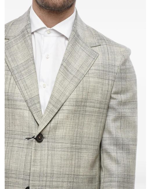 Corneliani Gray Circle District Check Coat for men