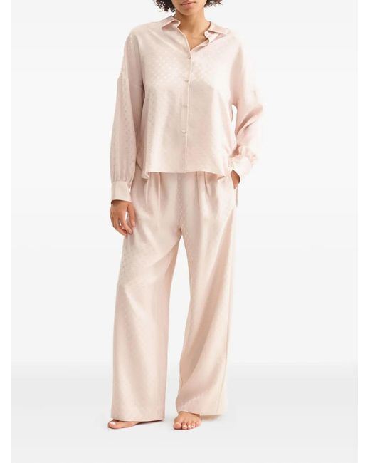 Eres White Splendeur Pleated Geometric-Pattern Trousers