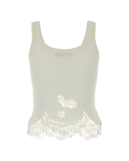 Ermanno Scervino White Lace Tank Top