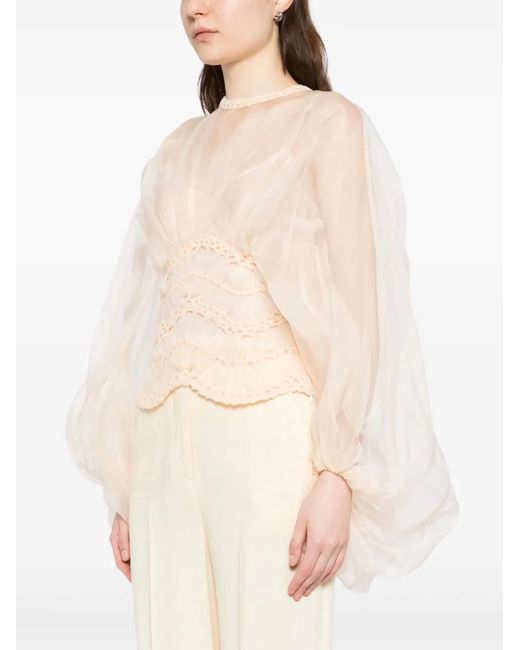 Zimmermann White Illuminate Macrame Blouse