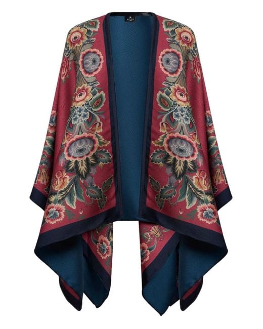 Etro Blue Floral-Patterned Cape