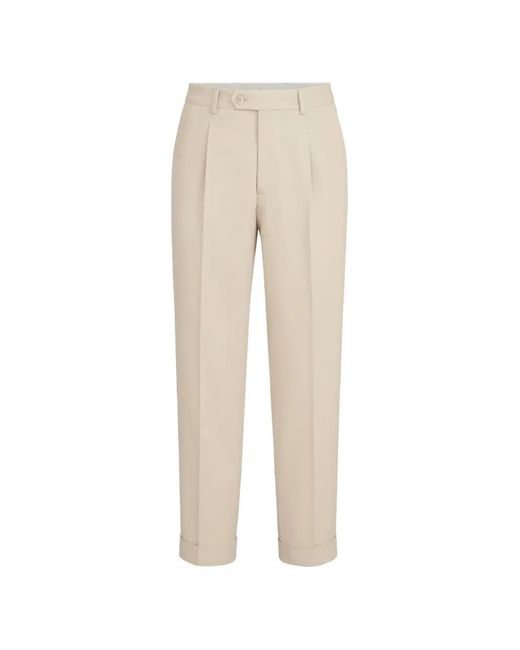 Brunello Cucinelli Natural Cotton And Virgin Wool Gabardine Trousers With Pleat for men