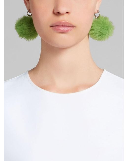 Marni Green Pom-pom Drop Earrings