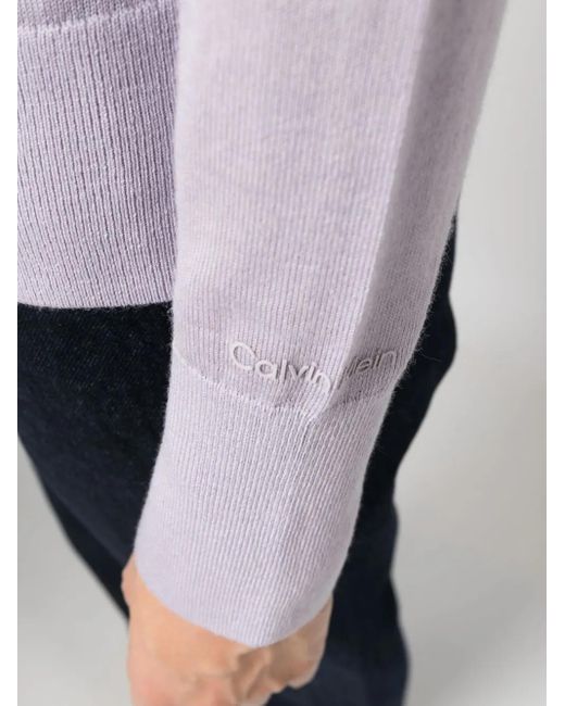 Calvin Klein Purple Pull En Maille Fine