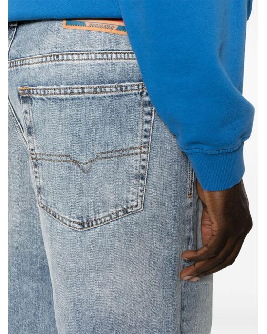 DIESEL Katoenen Cropped Jeans Met Logopatch in het Blue voor heren