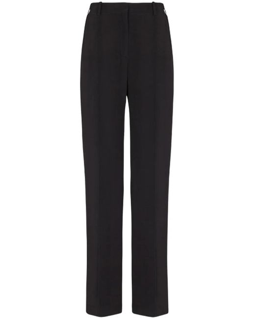 Balmain Broeken ,Zwart ,Leer Crepe Pantalon Met Rechte Pijpen En Taillezitting in het Black