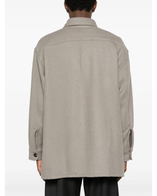 AMI Gray Spread-Collar Wool-Blend Shirt Jacket