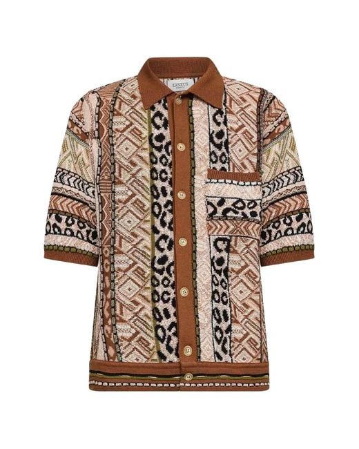 Laneus Natural Patterned Pocket Shirt for men