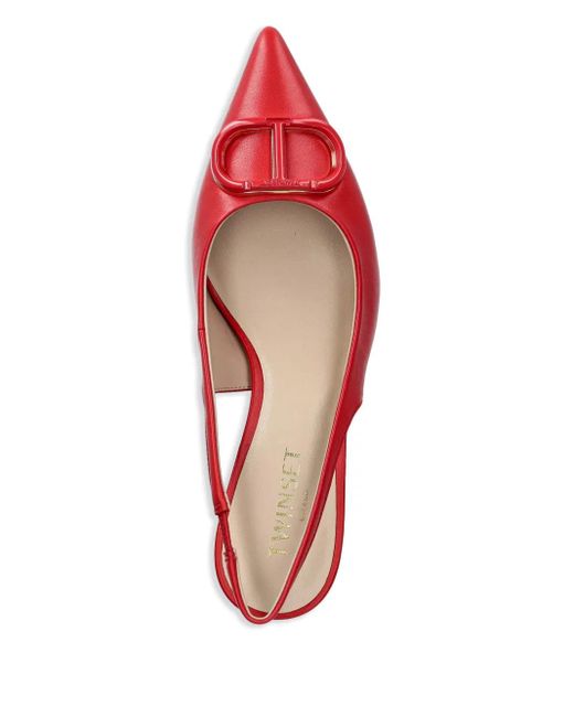 Twinset Red 60Mm Oval T Slingback Pumps