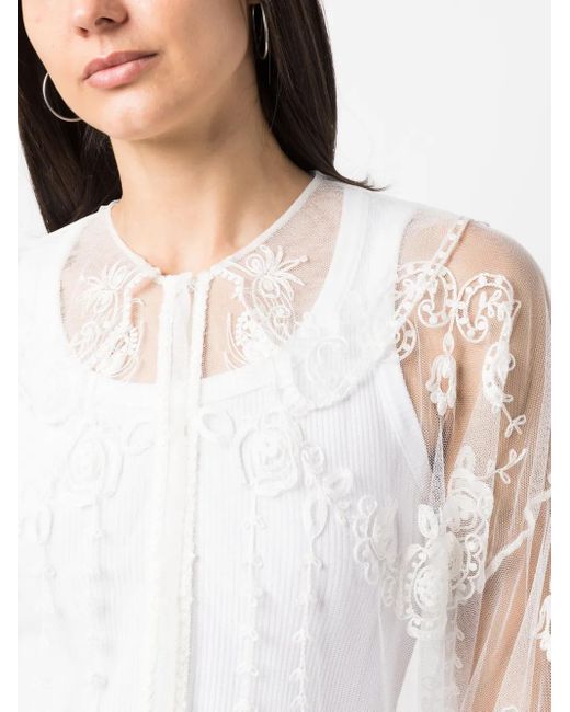 Philosophy Di Lorenzo Serafini White Embroidered-design Blouse