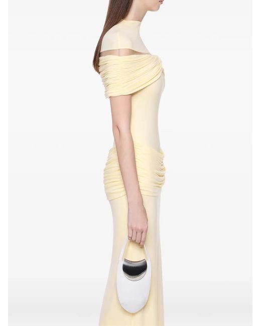 Chats by C.Dam White Marlene Draped Maxi Dress