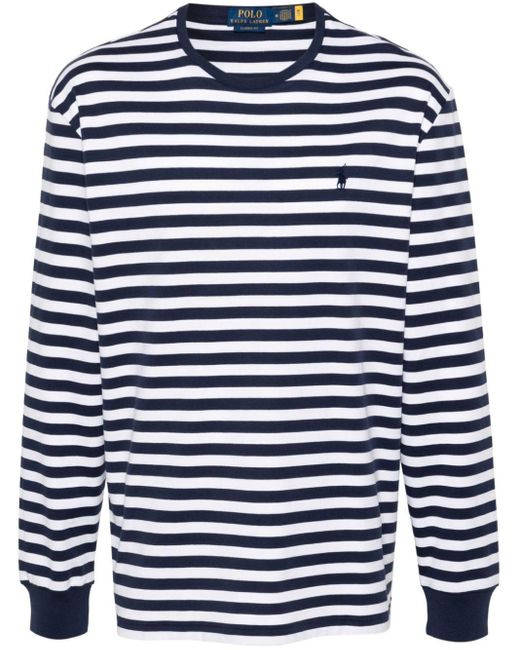 Polo Ralph Lauren Gestreept T-shirt Met Borduurwerk in het Blue voor heren