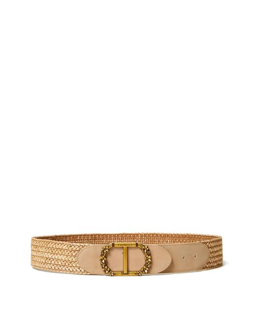 Twinset White Panelled Embellished Belt