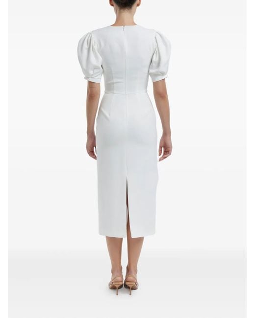 POST MERIDIEM White Voluminous-Sleeve Midi Dress