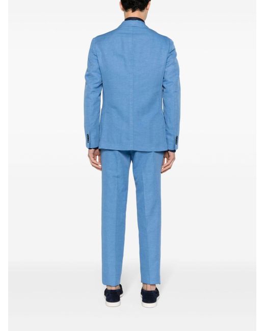 Incotex Blue Single-breasted Linen Blend Suit for men