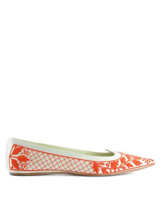 Giambattista Valli Pink Embroidered Pointed Ballet Flats