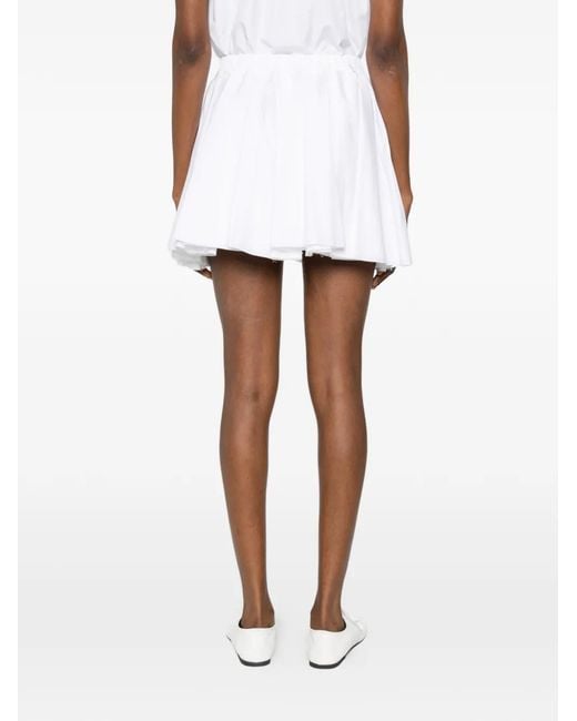 N°21 White Pleated Raw-Edge Mini Skirt
