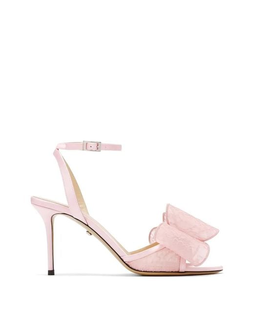 Mach & Mach Pink Le Cadeau Bow-Detail Lace Sandals