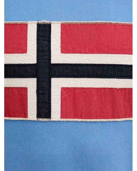 Napapijri Blue Reflect Logo-Patch Contrast-Stitch T-Shirt for men