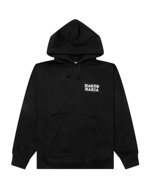 Wacko Maria Black Logo-Embroidered Hoodie for men