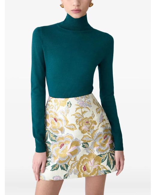 Carolina Herrera Green Wool-Silk Sweater