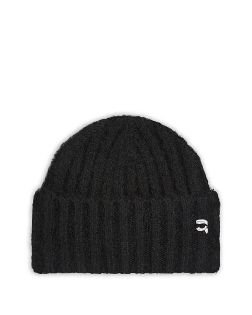Karl Lagerfeld リブニット ビーニー Black