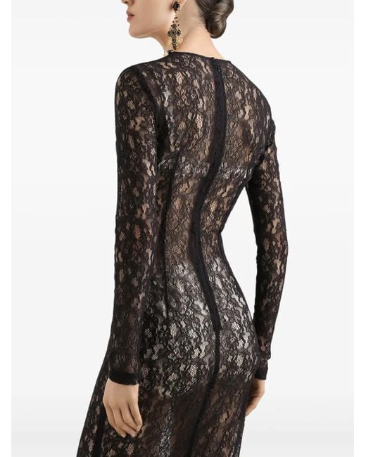 Dolce & Gabbana フローラルレース ドレス Black