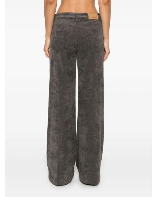 ERMANNO FIRENZE Gray Logo-Patch Palazzo Pants