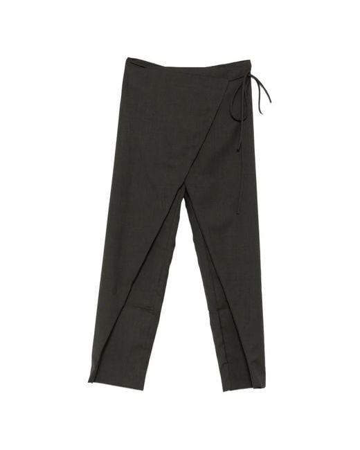St. Agni Black Rouleau Wrap Trousers