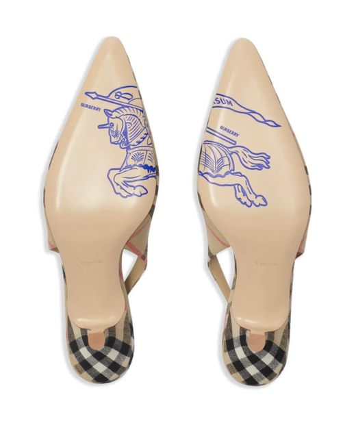 Burberry Metallic Check Dame Slingback Pumps