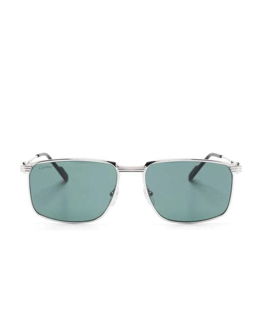 Cartier Green Sonnenbrille Mit Eckigem Gestell