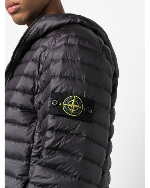 Stone Island Black Quilted Panelled Down Jacket for men