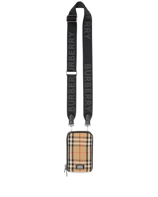 Burberry Smartphone-Etui im Vintage Check-Design mit abnehmbarem Riemen in Black für Herren