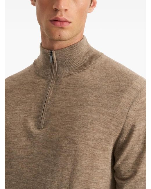 Pringle of Scotland Natural Quarter-Zip Merino Wool Sweater for men