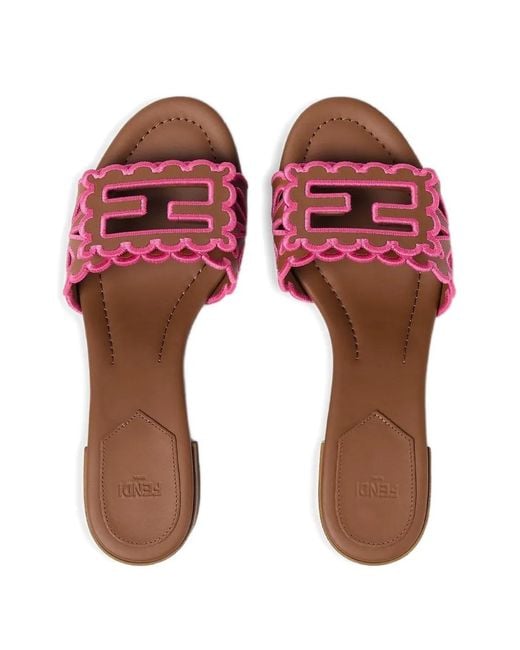 Fendi Pink Scalloped Sandals