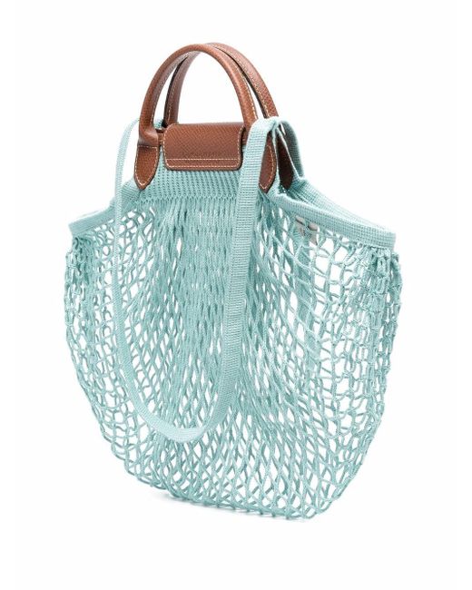 Bolso shopper Le Pliage Filet Longchamp de Algodón de color Azul | Lyst