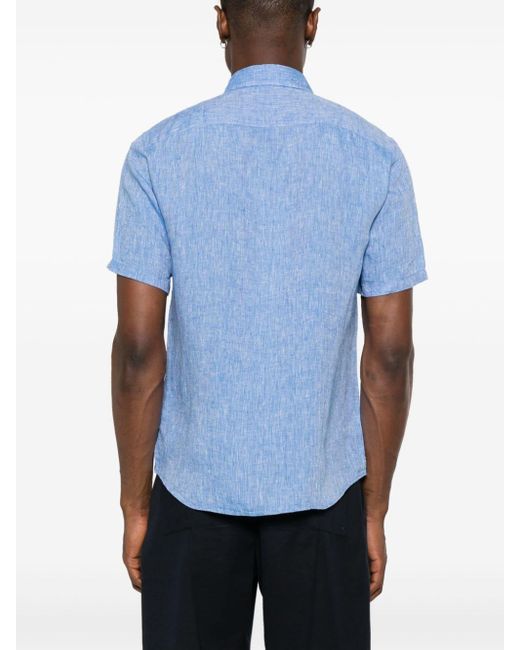 Chemise en lin à manches courtes Michael Kors pour homme en coloris Blue