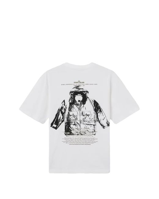 Stone Island White Archivio-Print T-Shirt for men