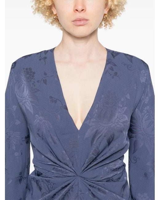 ワンピース ETRO JACQUARD MIDI DRESS Etro Jacquard Midi Dress in Blue | Lyst