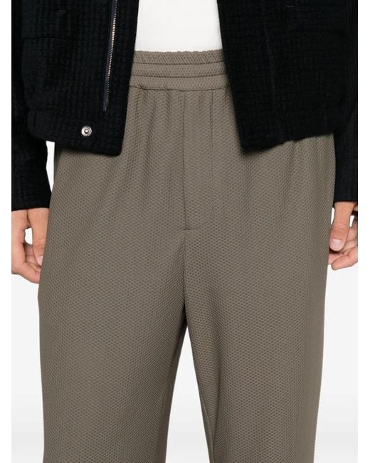 Giorgio Armani Gray Textured Elasticated-Waist Trousers for men