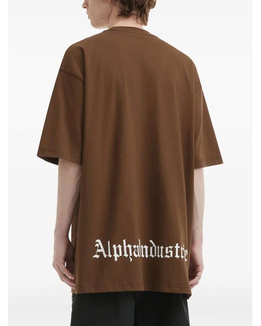 Alpha Industries Brown Patch-Print Cotton T-Shirt for men