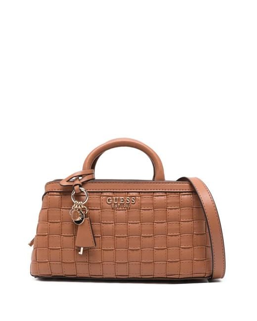Guess Brown Small Sandy Woven Tote Bag