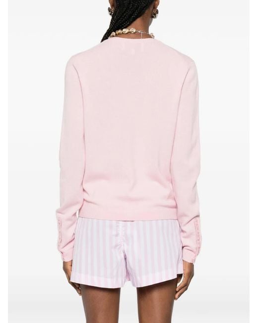 Bompard Pink Buttoned Round-Neck Cardigan
