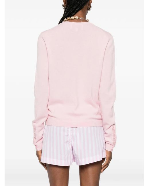 Bompard Pink Buttoned Round-Neck Cardigan